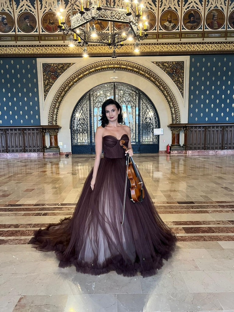 Rochie de seara maro stralucitoare