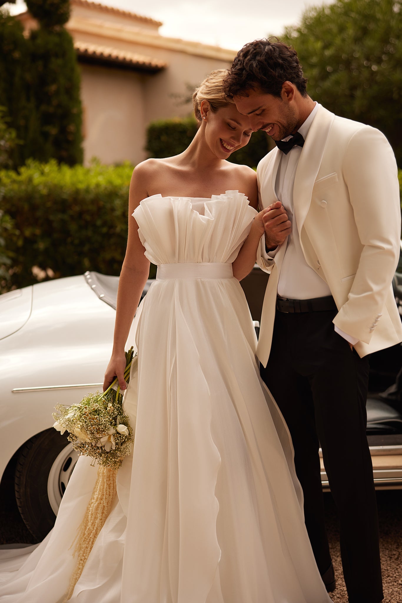A-Line Organza Dress with Pleated Corset
