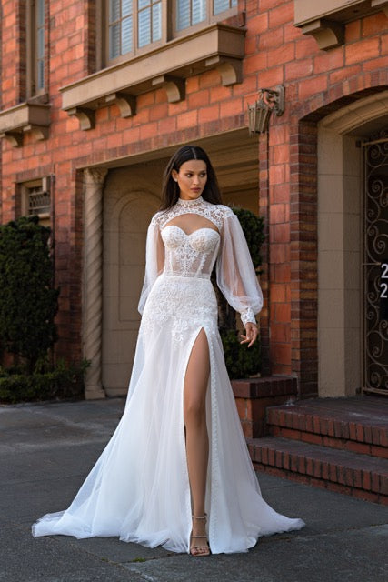 BOHO BRIDE SET WITH A-LINE WEDDING DRESS AND BOLERO