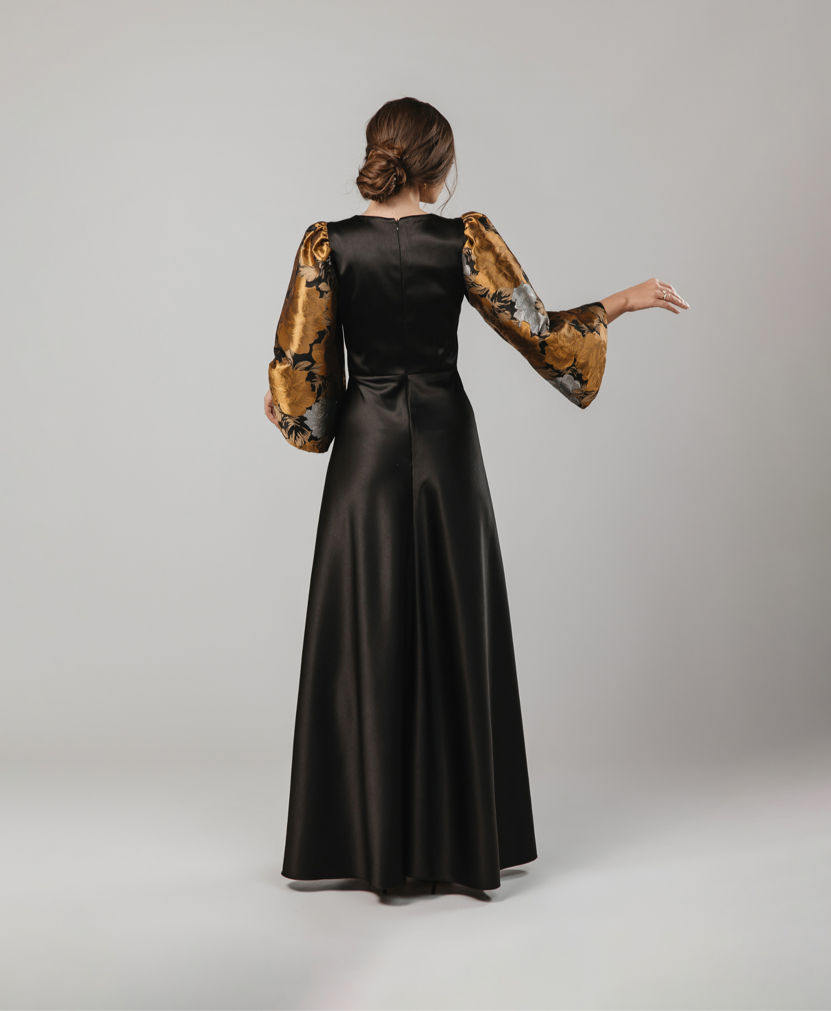 Black Duchess Taffeta A-Line Wedding Dress