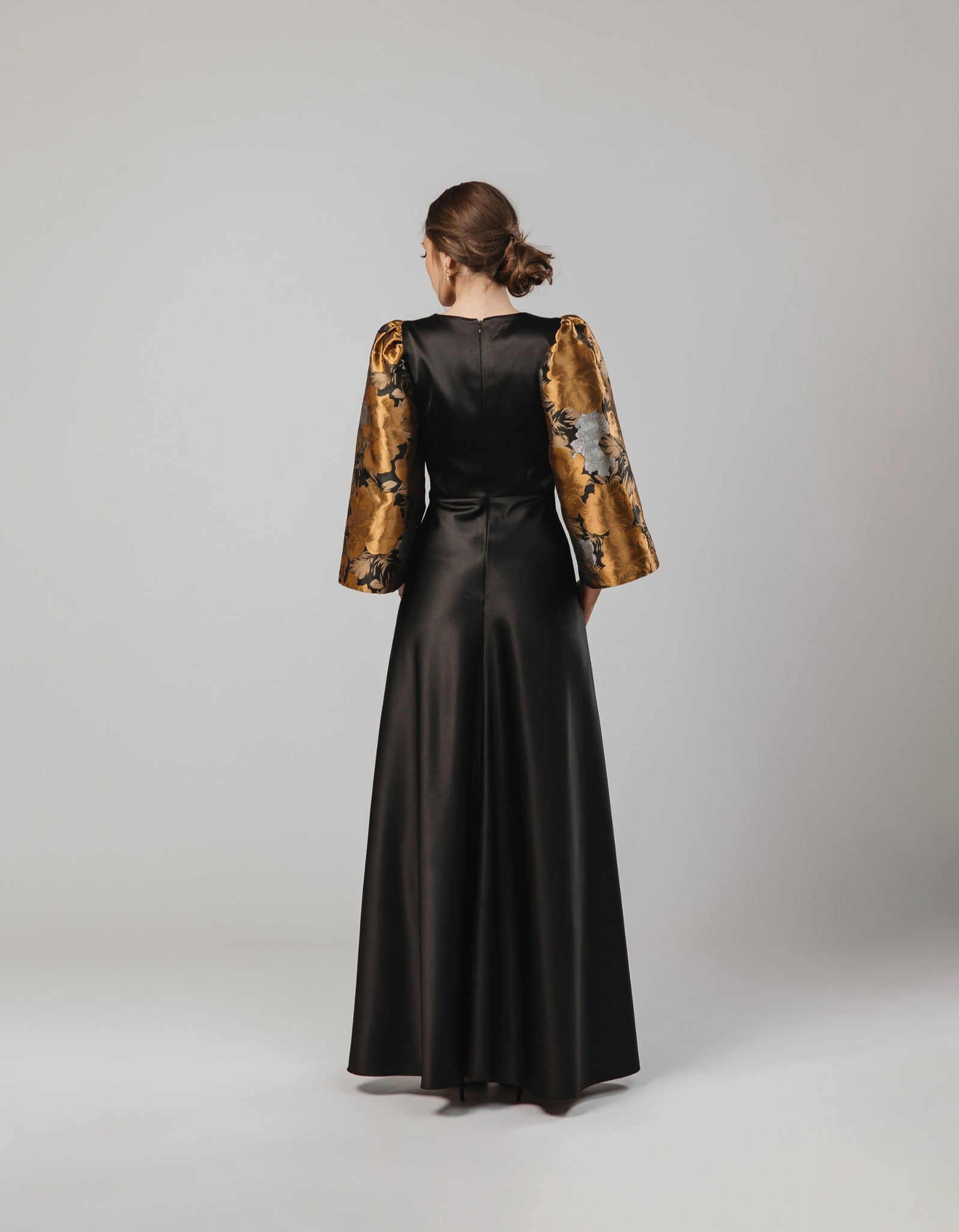 Black Duchess Taffeta A-Line Wedding Dress