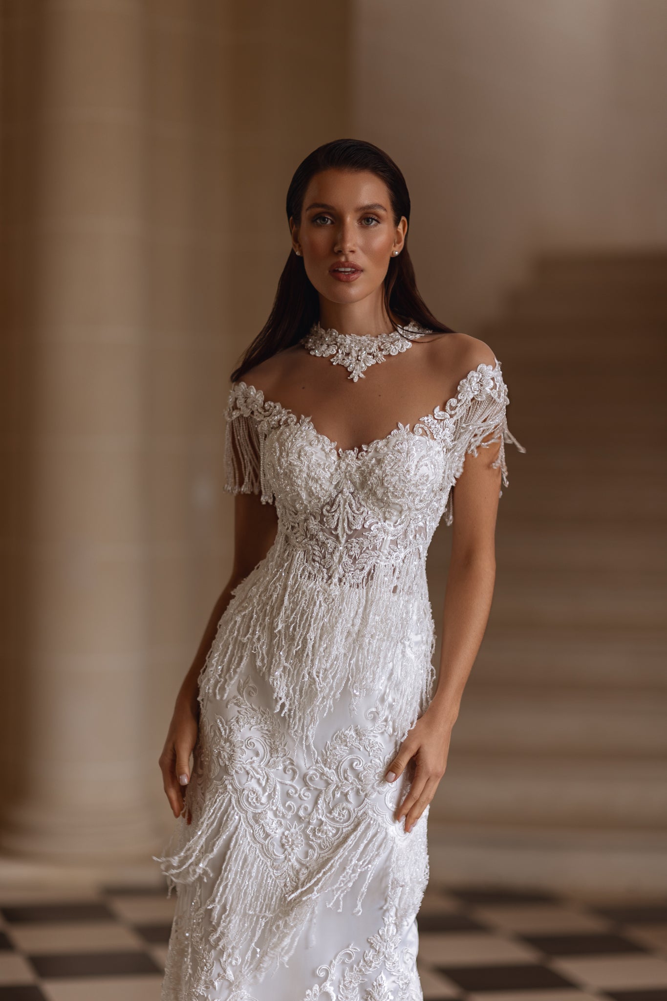 Gatsby-Inspired Fringe Wedding Dress