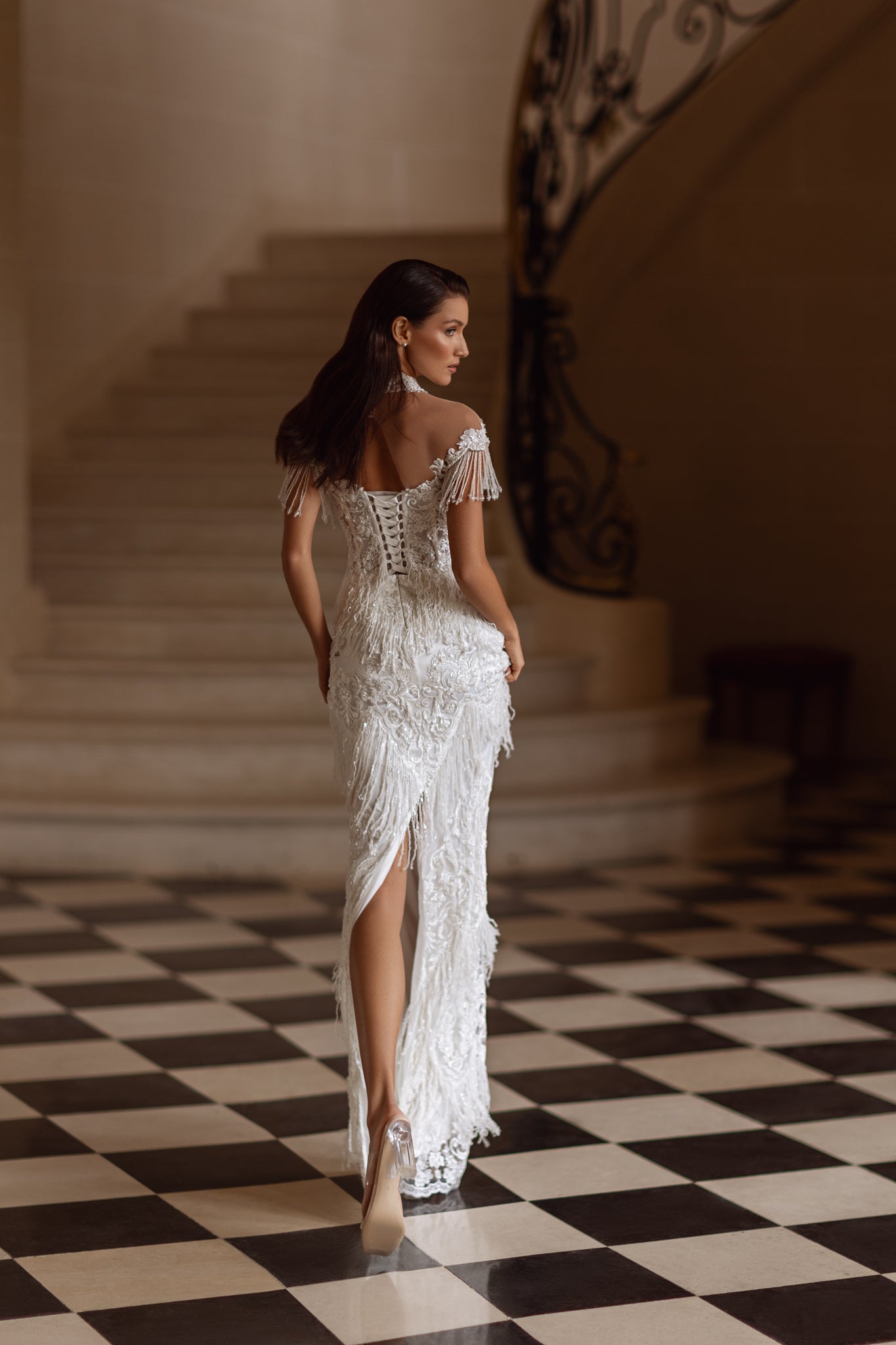 Gatsby-Inspired Fringe Wedding Dress