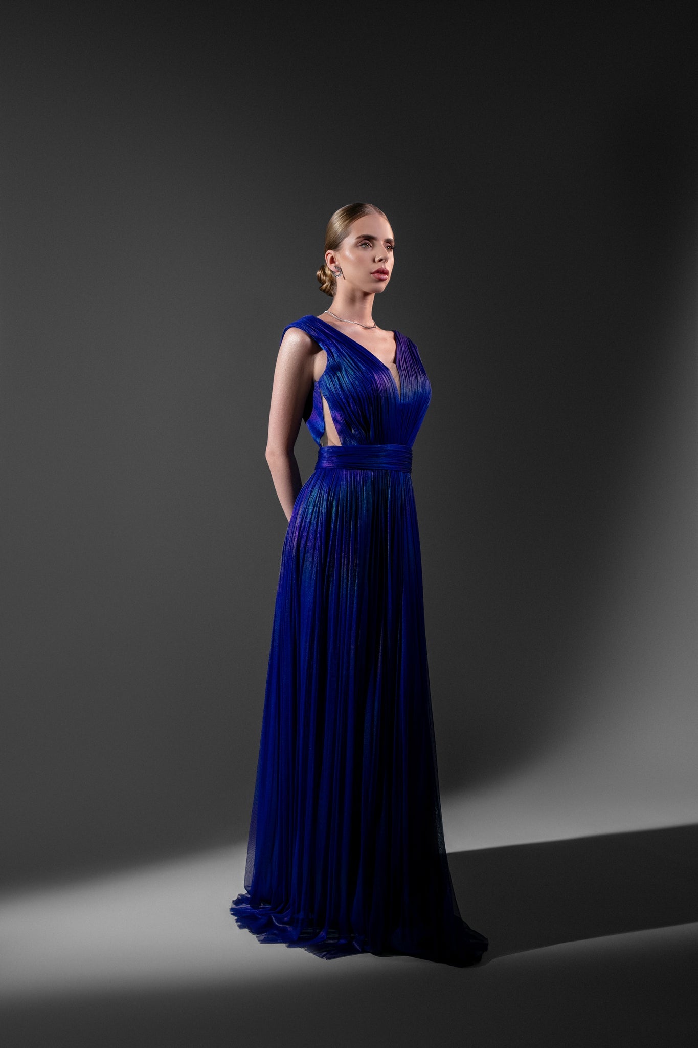 LONG SILK TULLE DRESS