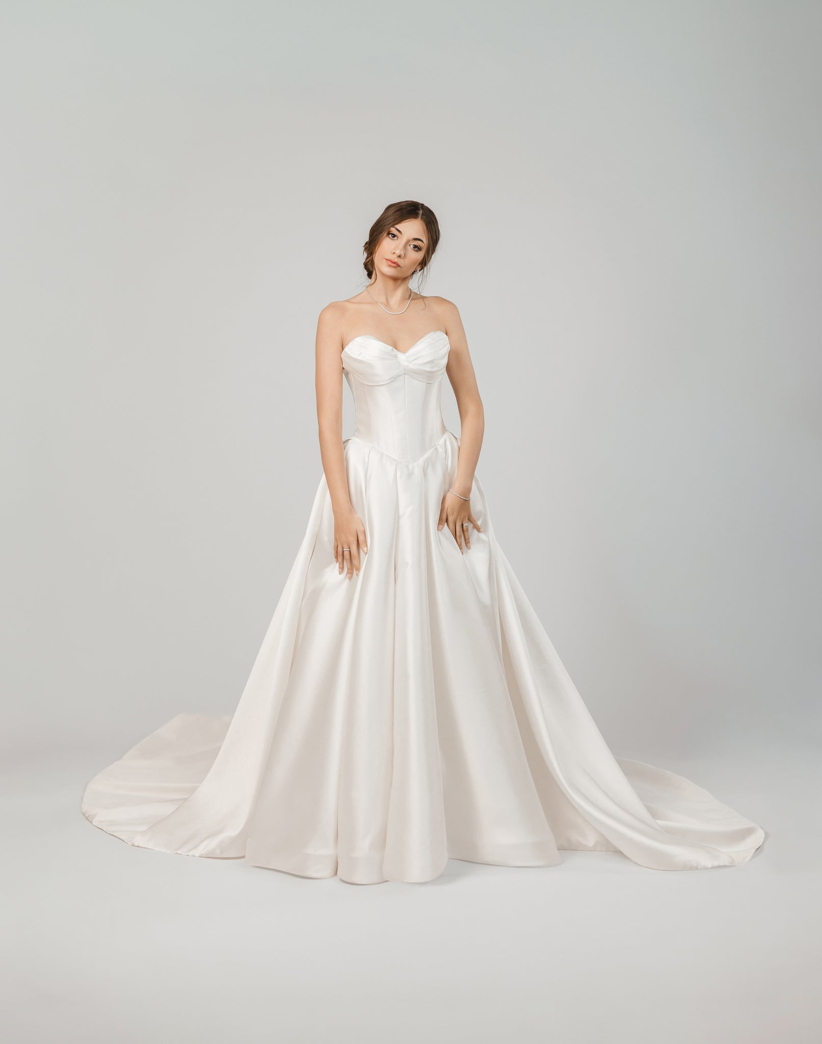 Mikado Wedding Dress with V-Neck Corset