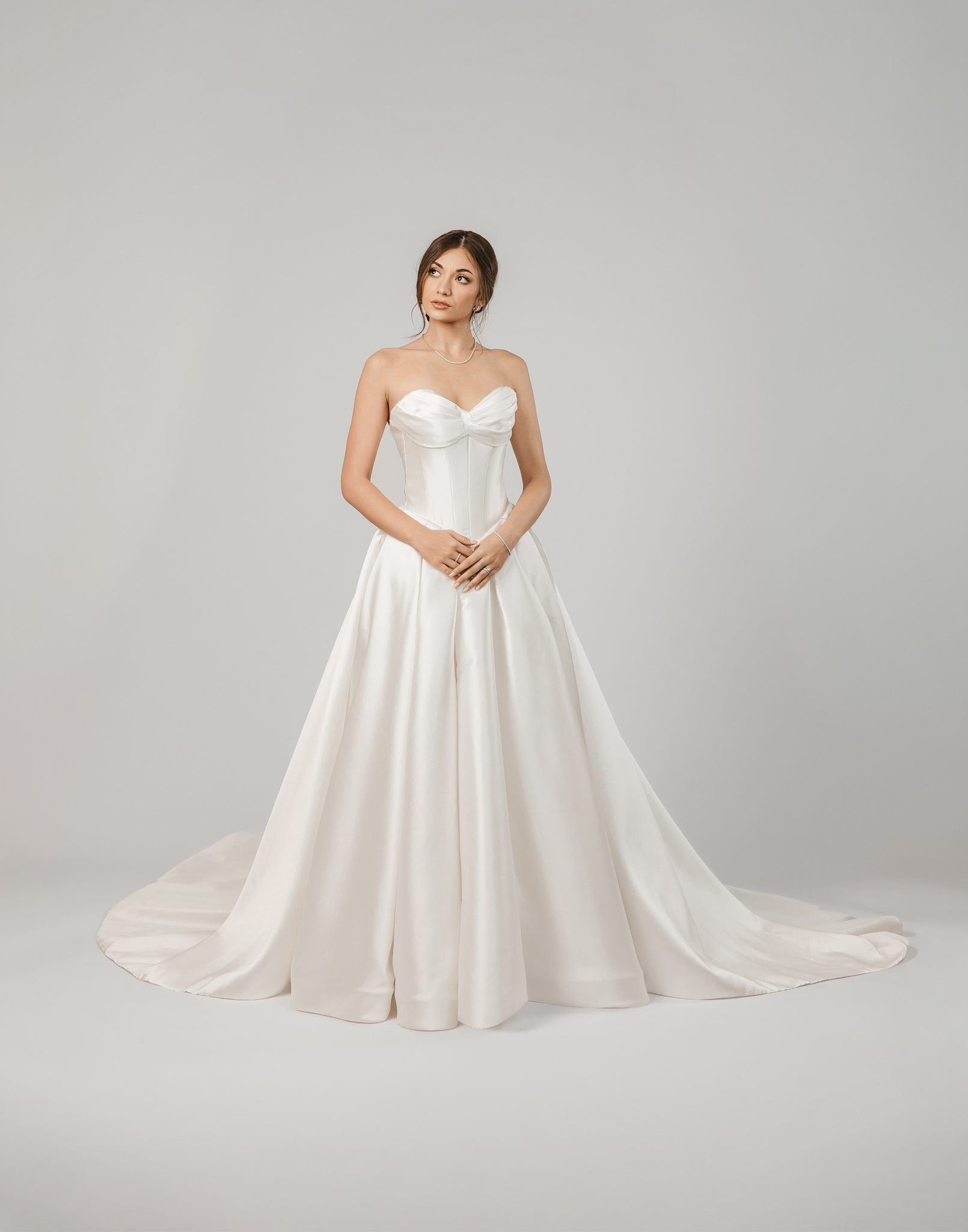 Mikado Wedding Dress with V-Neck Corset