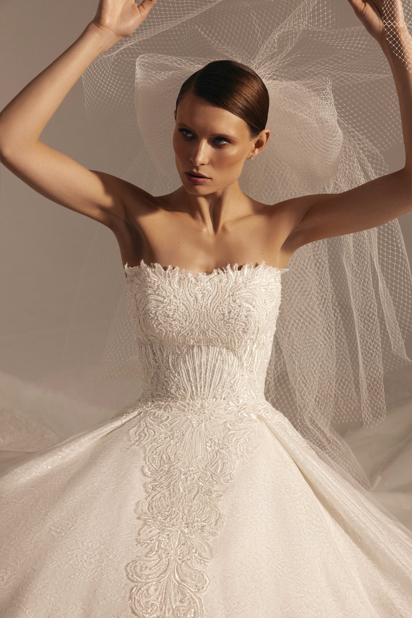 Princess Wedding Dress with Embroidery and Strapless Corset