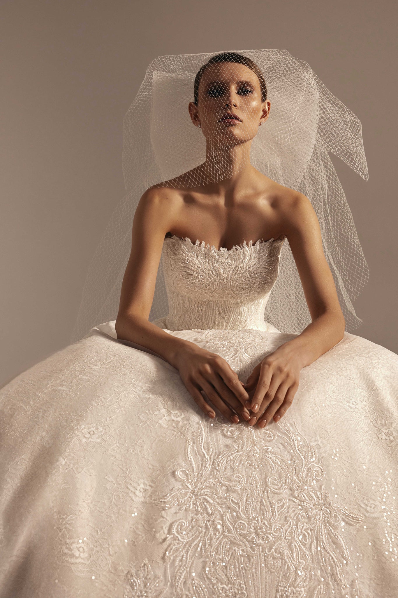Princess Wedding Dress with Embroidery and Strapless Corset