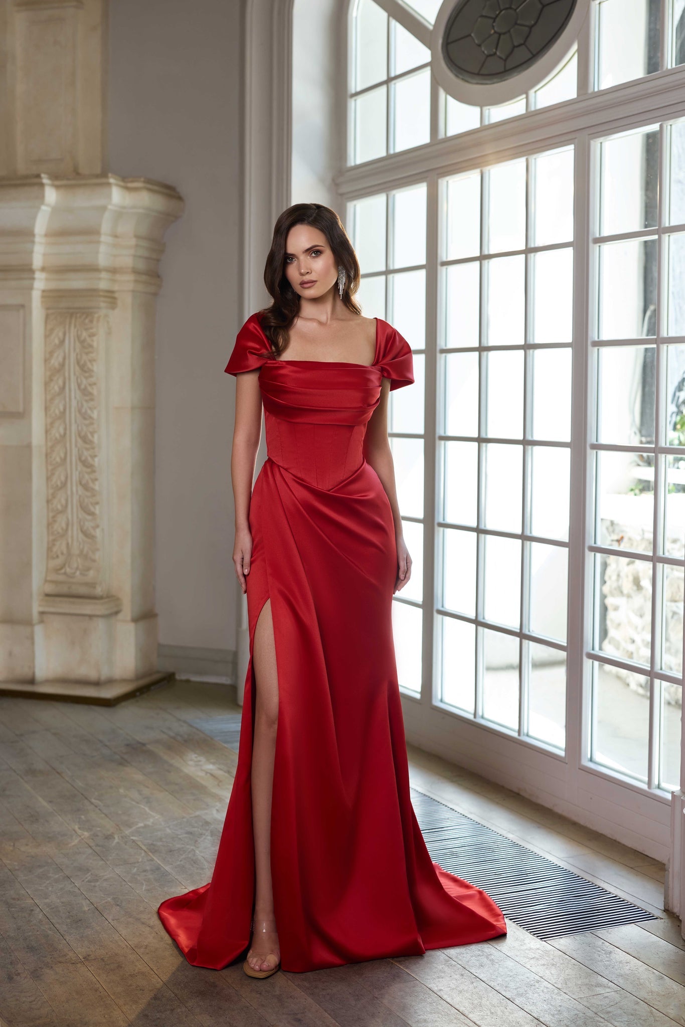 Red corset evening dress