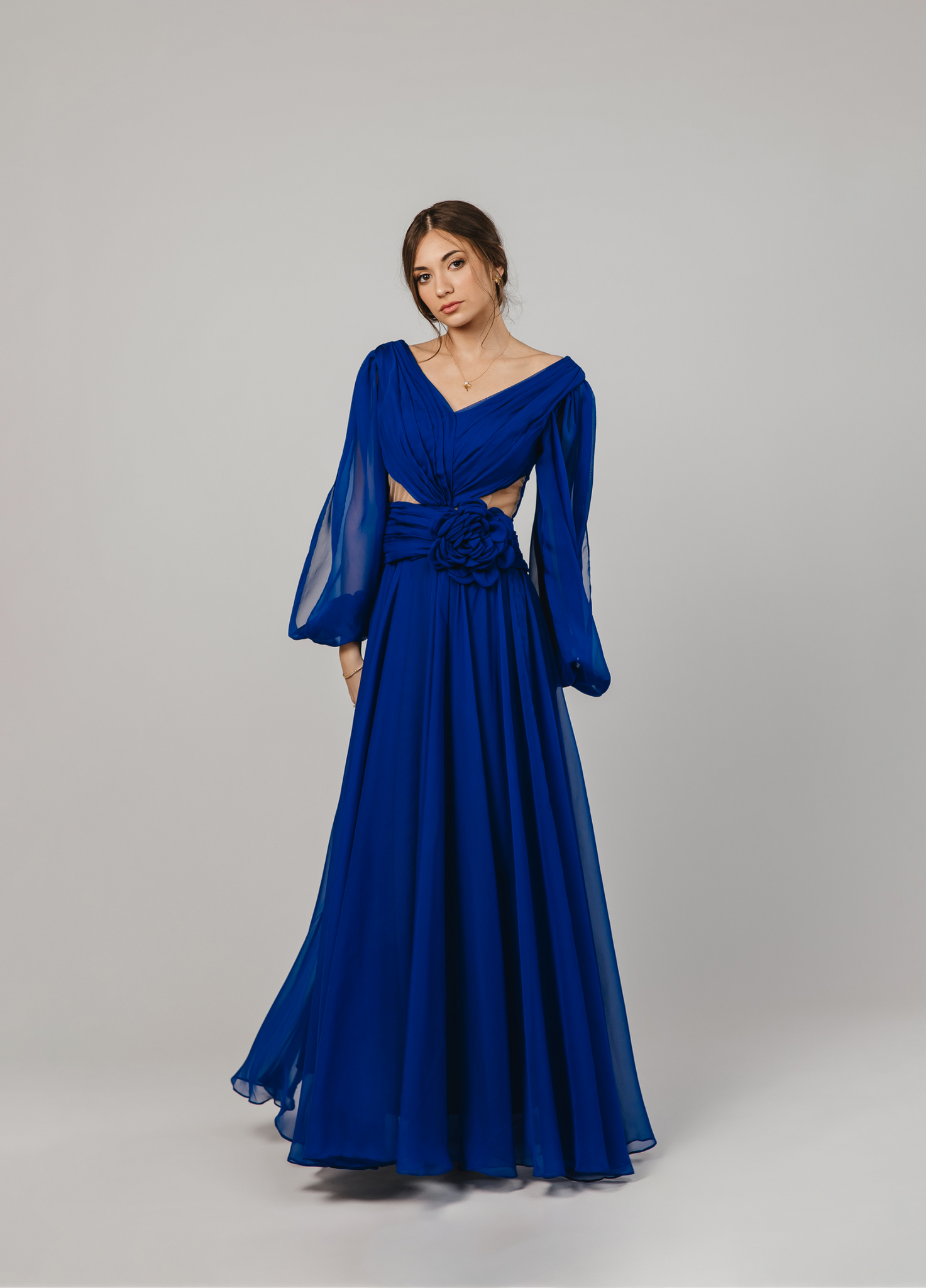 Royal Blue Chiffon Evening Dress