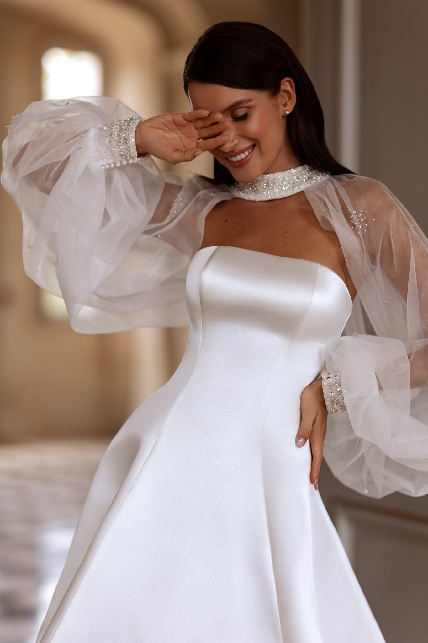 Satin Wedding Dress with Bolero
