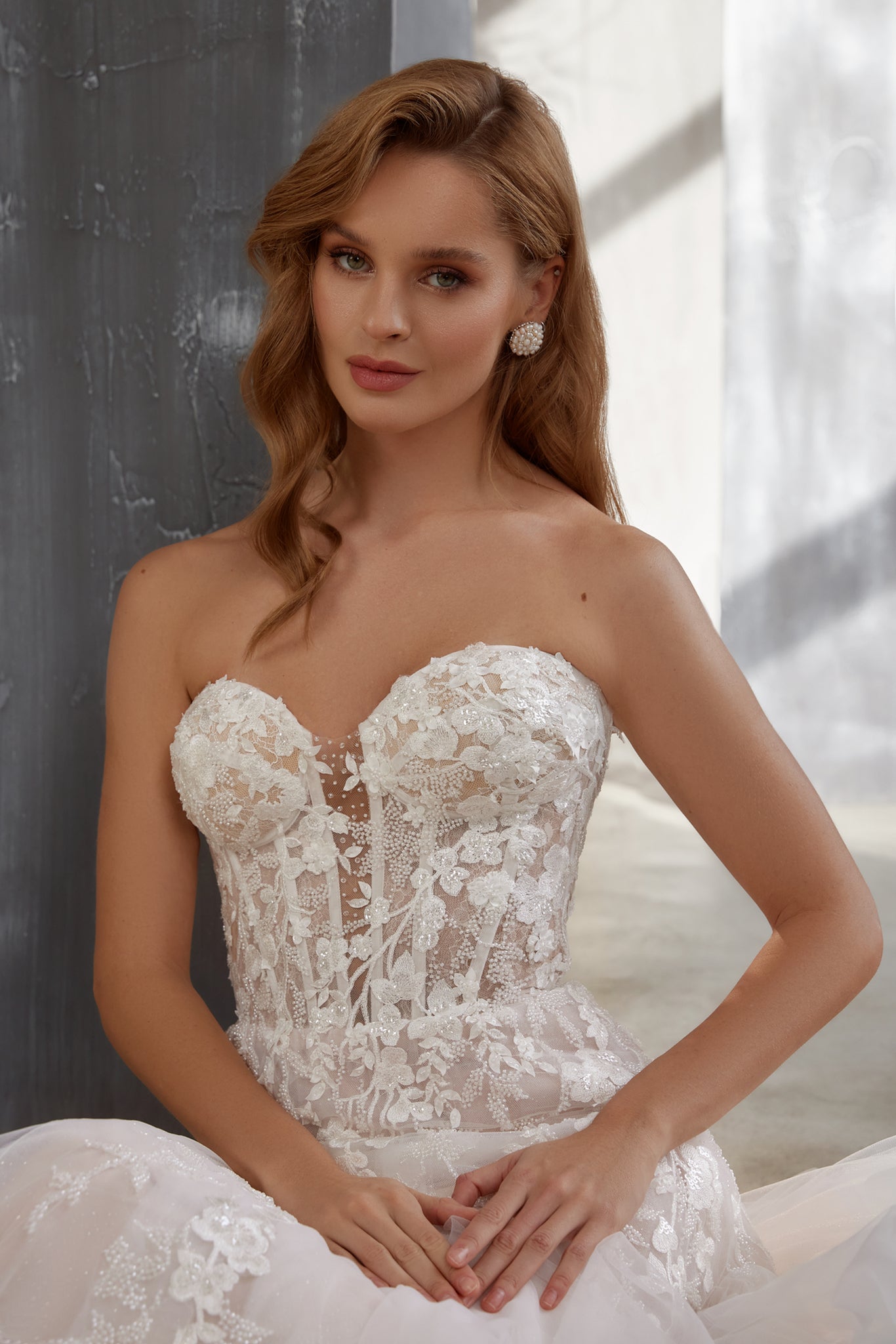 Wedding Dress with Floral Applications