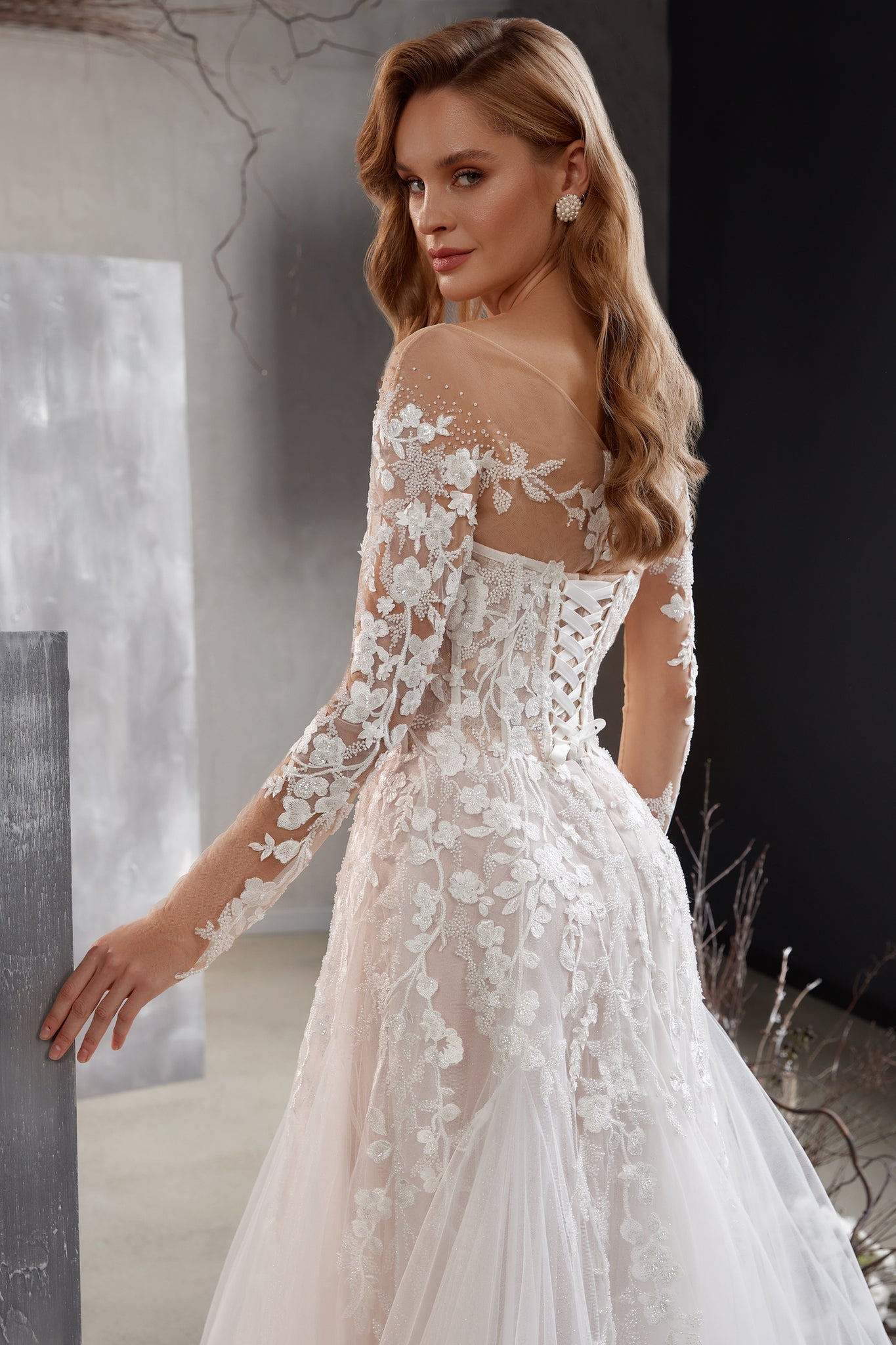Wedding Dress with Floral Applications