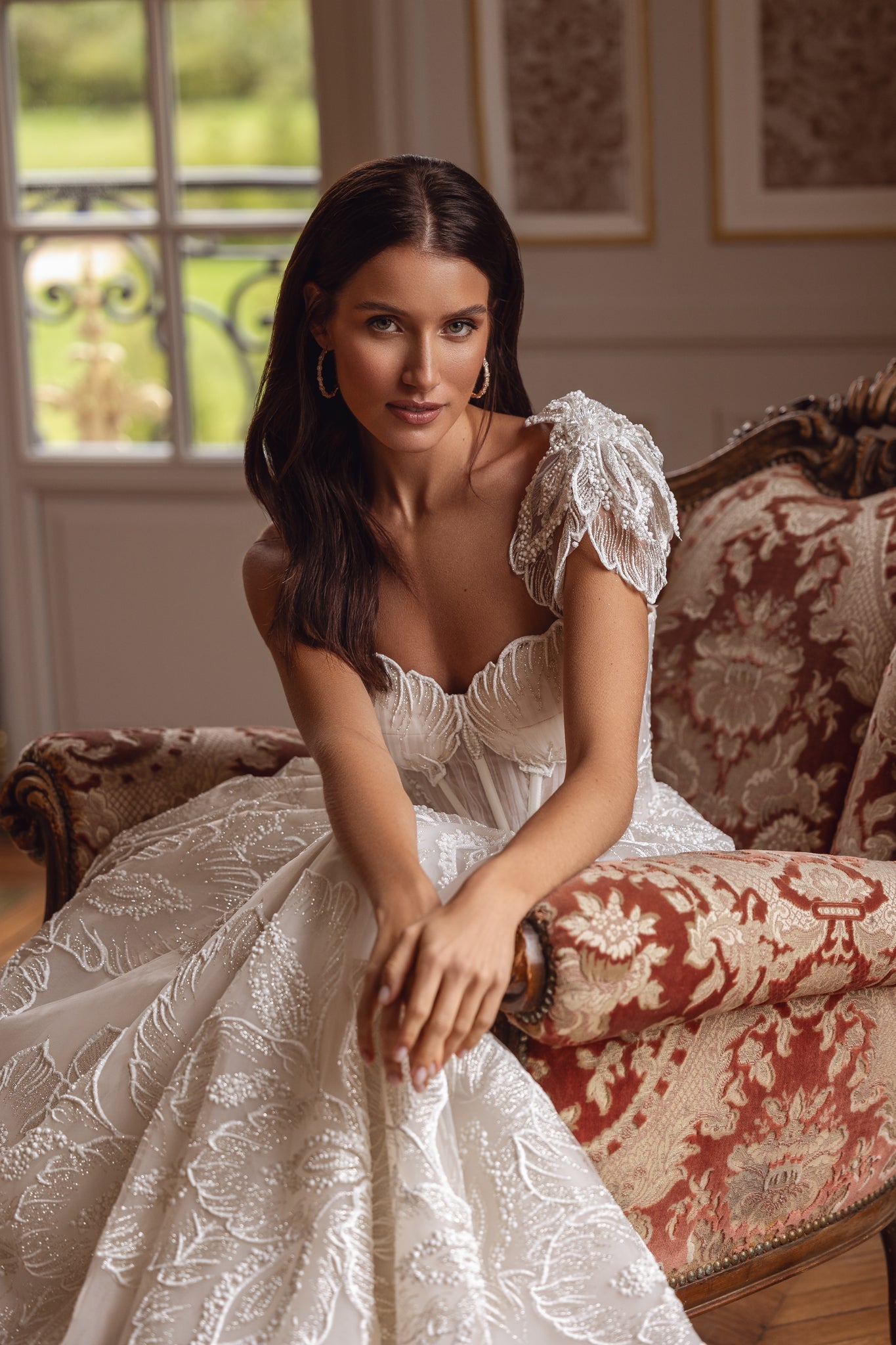 Wedding Dress with Flower on Shoulder
