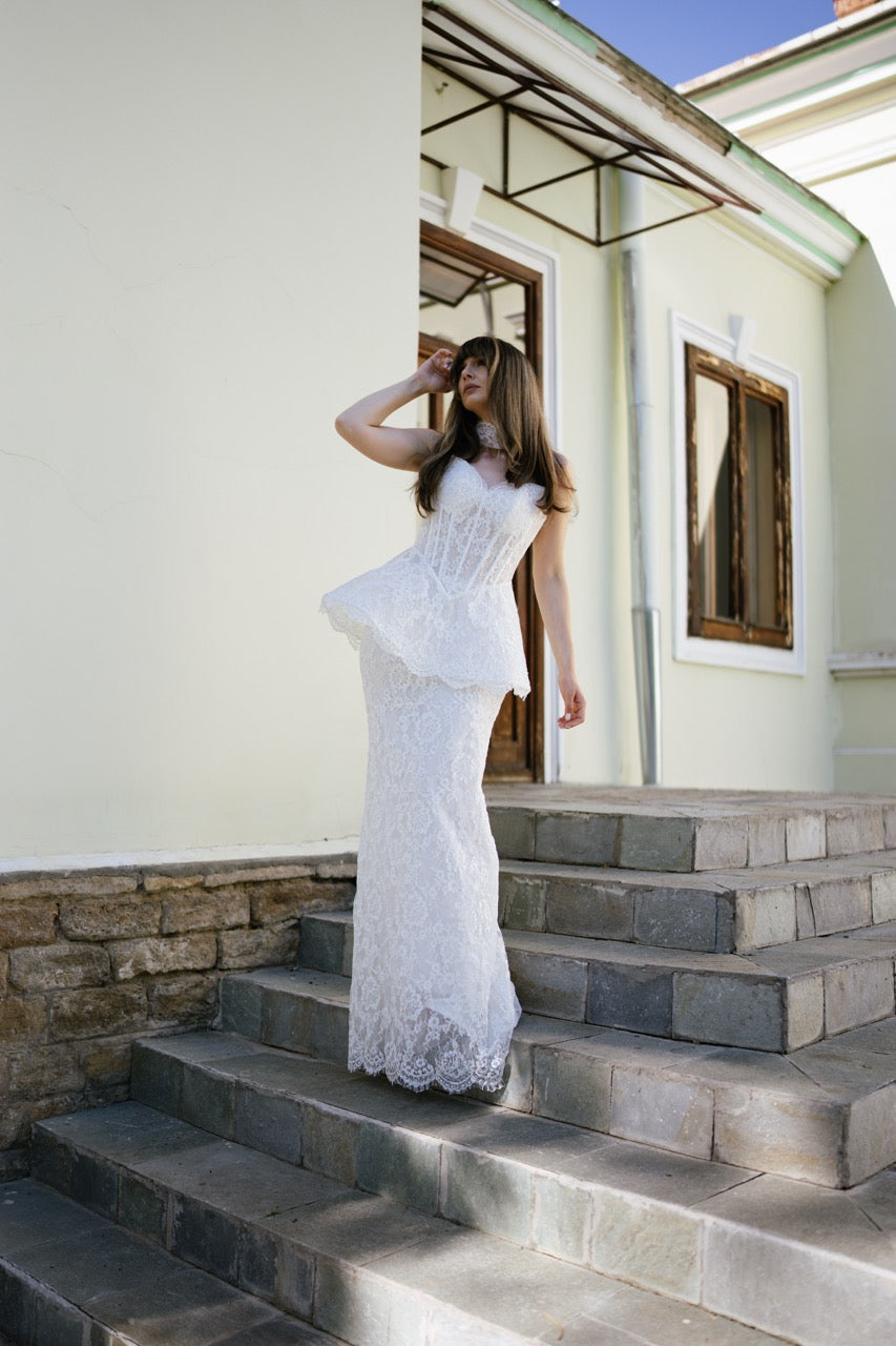 Luxury Lace Mermaid Wedding Dress with Corset Bodice and Choker