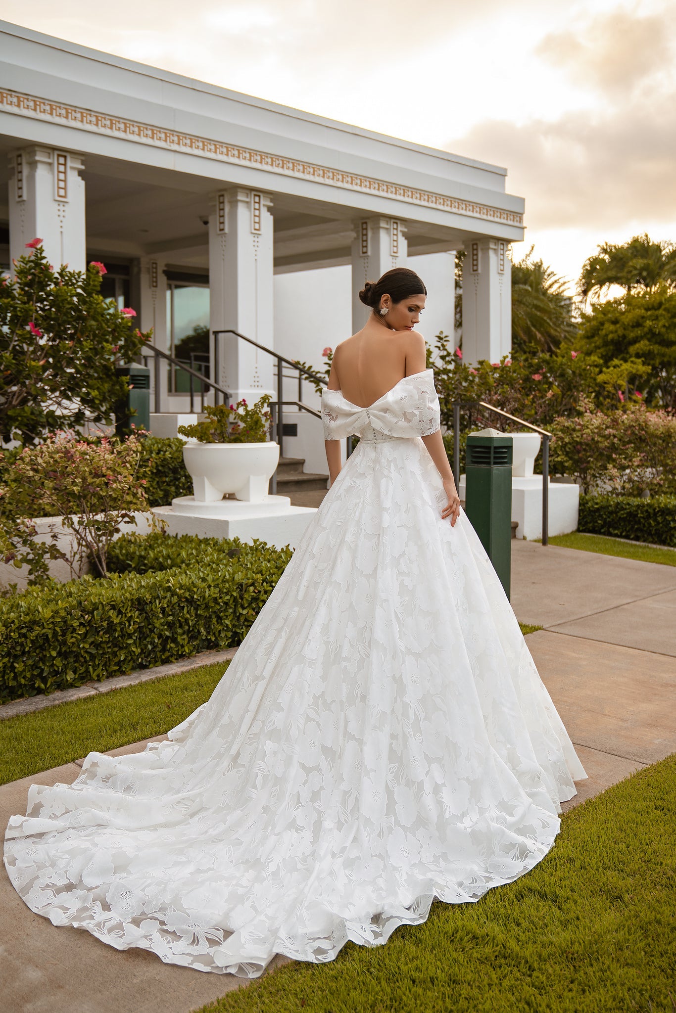 Boho Chic Wedding Dress with Exposed Shoulders