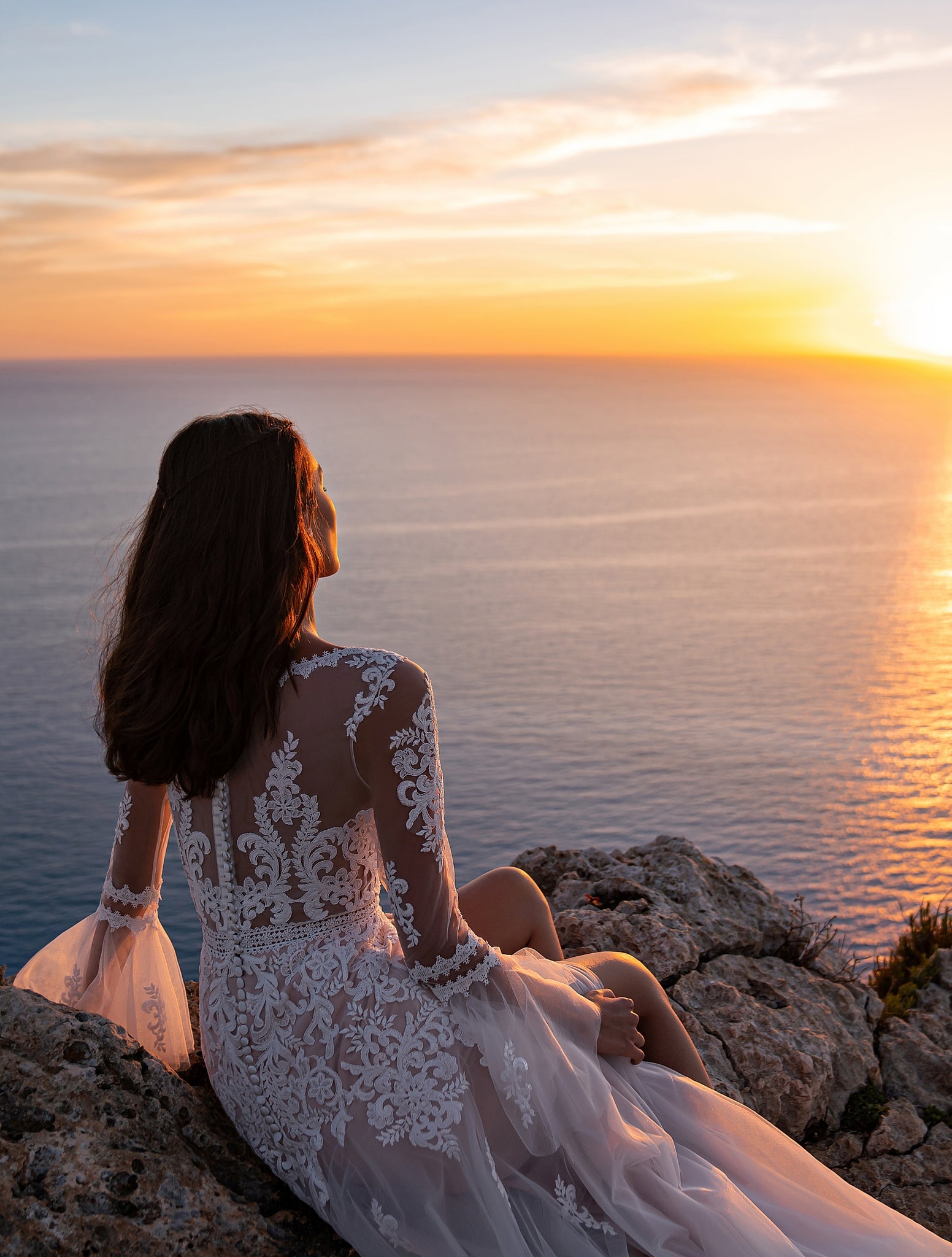 Boho Chic Wedding Dress with Slit on the Leg