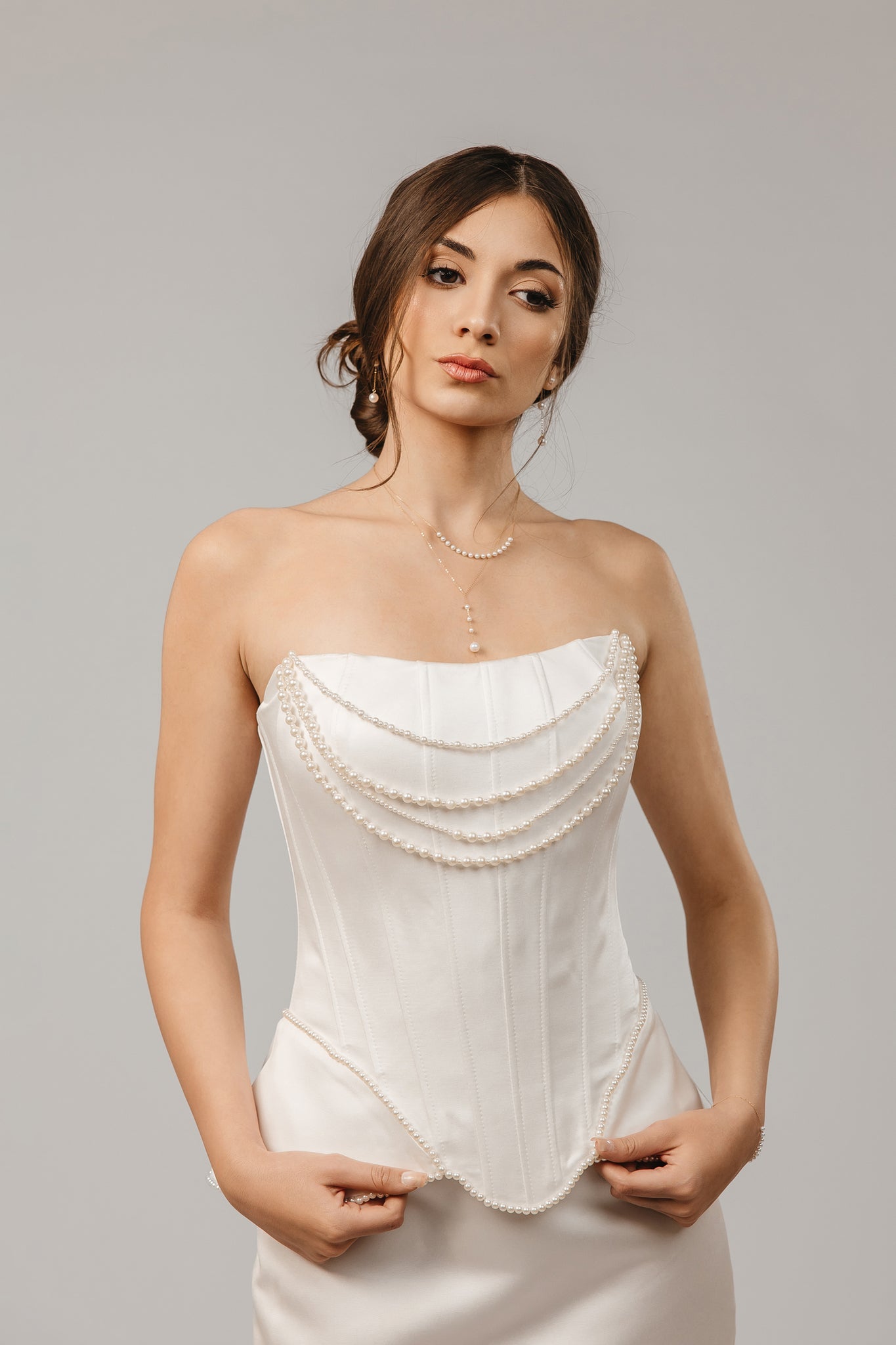 Civil Ceremony Set with Pearl Corset and Tapered Skirt