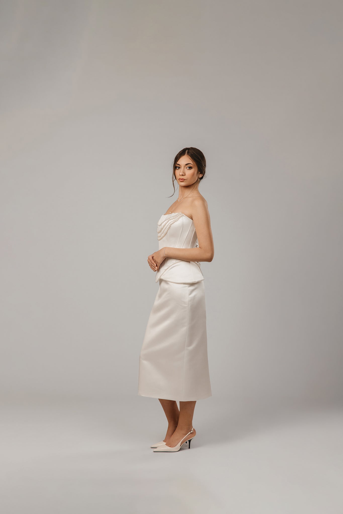 Civil Ceremony Set with Pearl Corset and Tapered Skirt