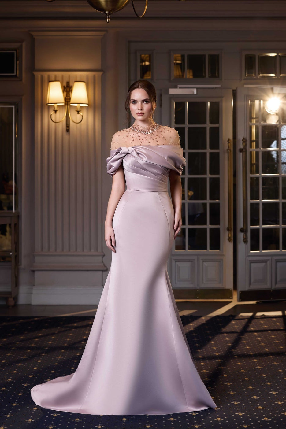 Evening Dress with Embellishments on the Décolletage