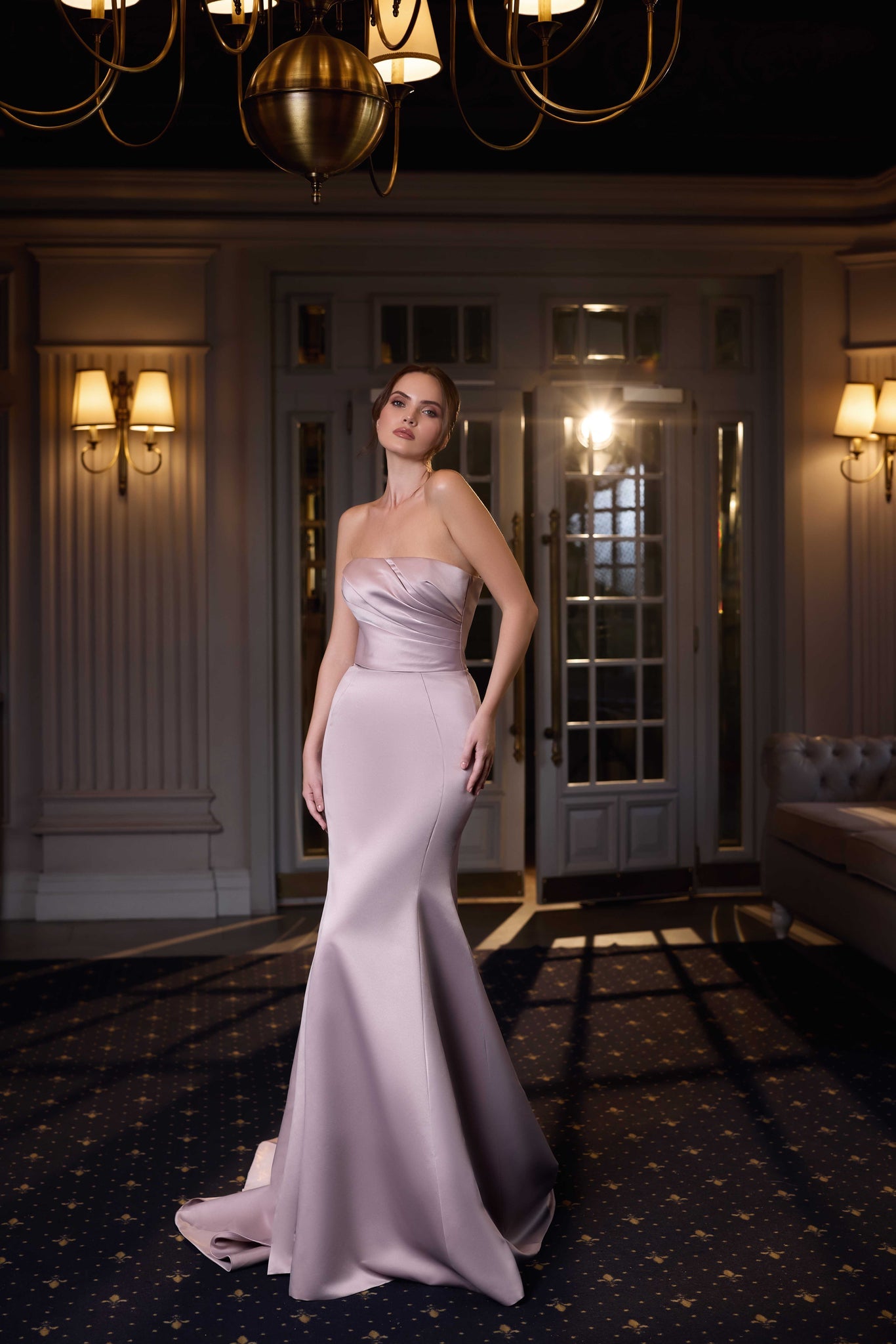 Evening Dress with Embellishments on the Décolletage