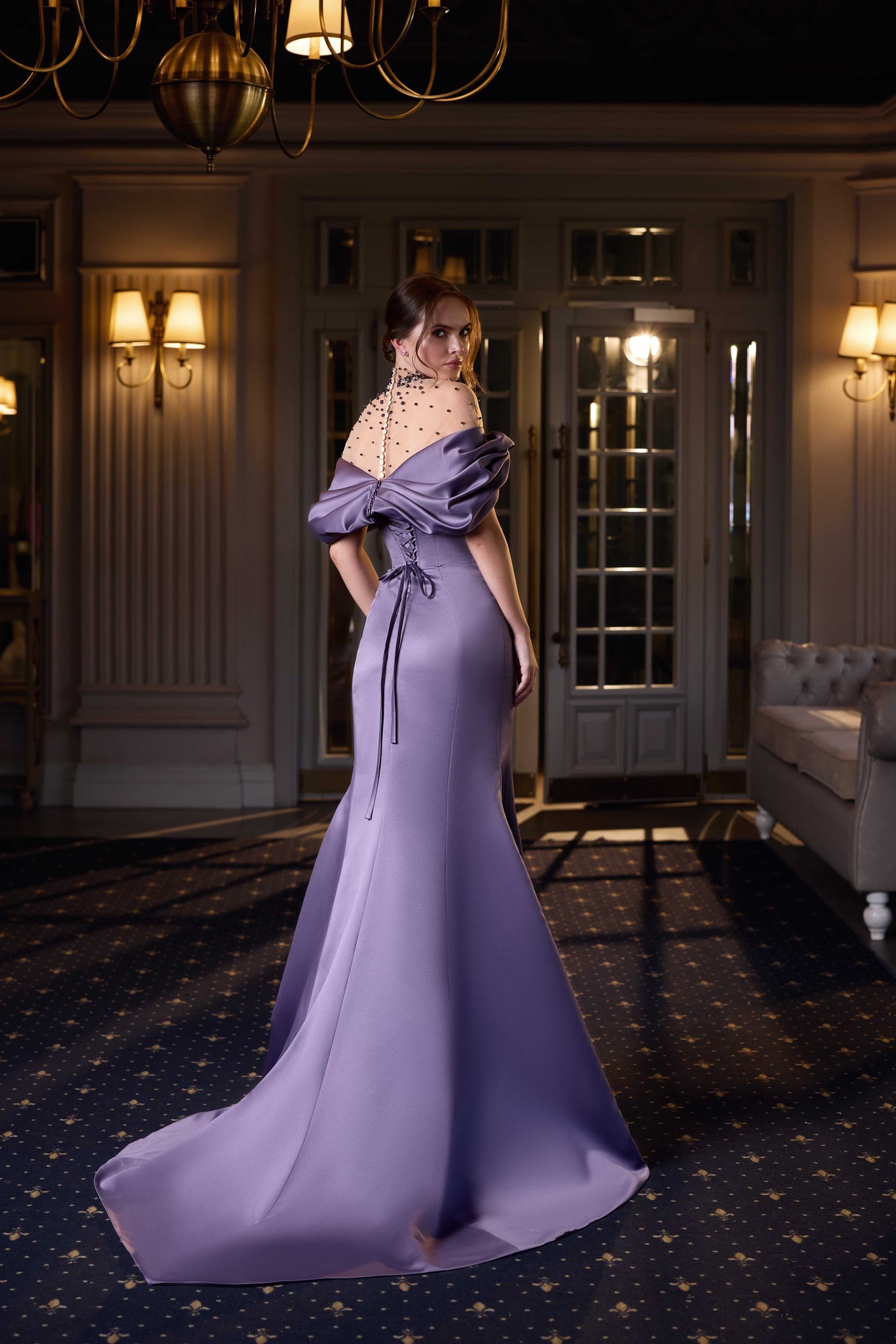 Evening Dress with Embellishments on the Décolletage