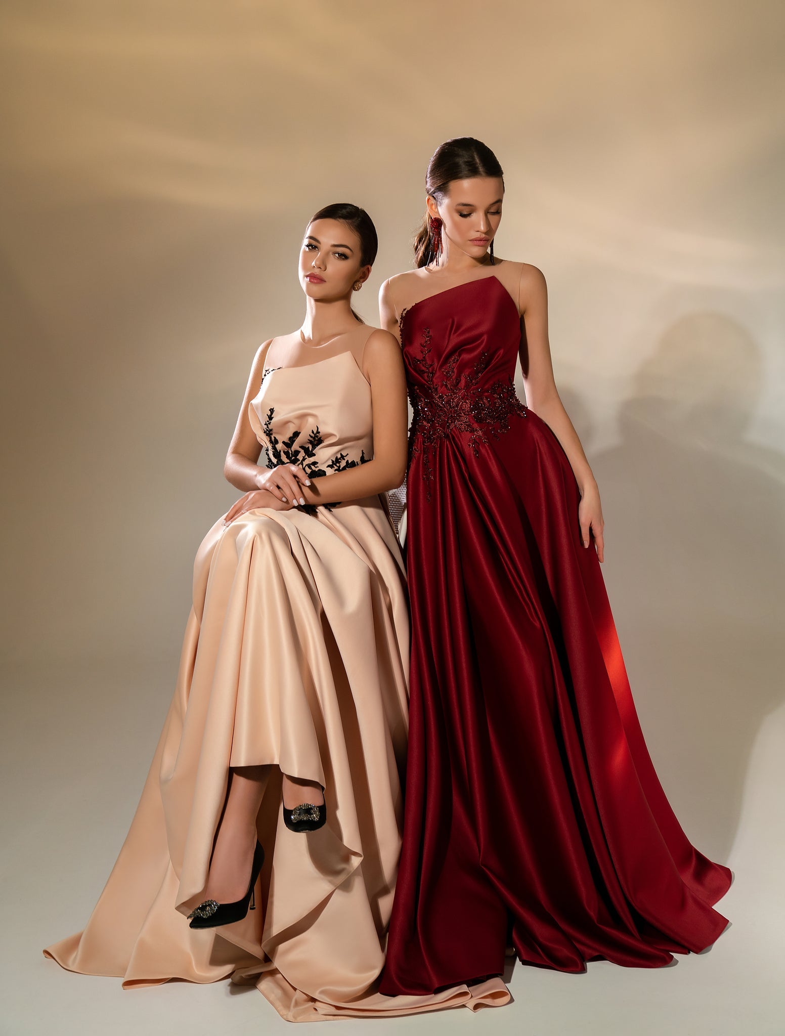 Evening Dress with Lace at the Waist