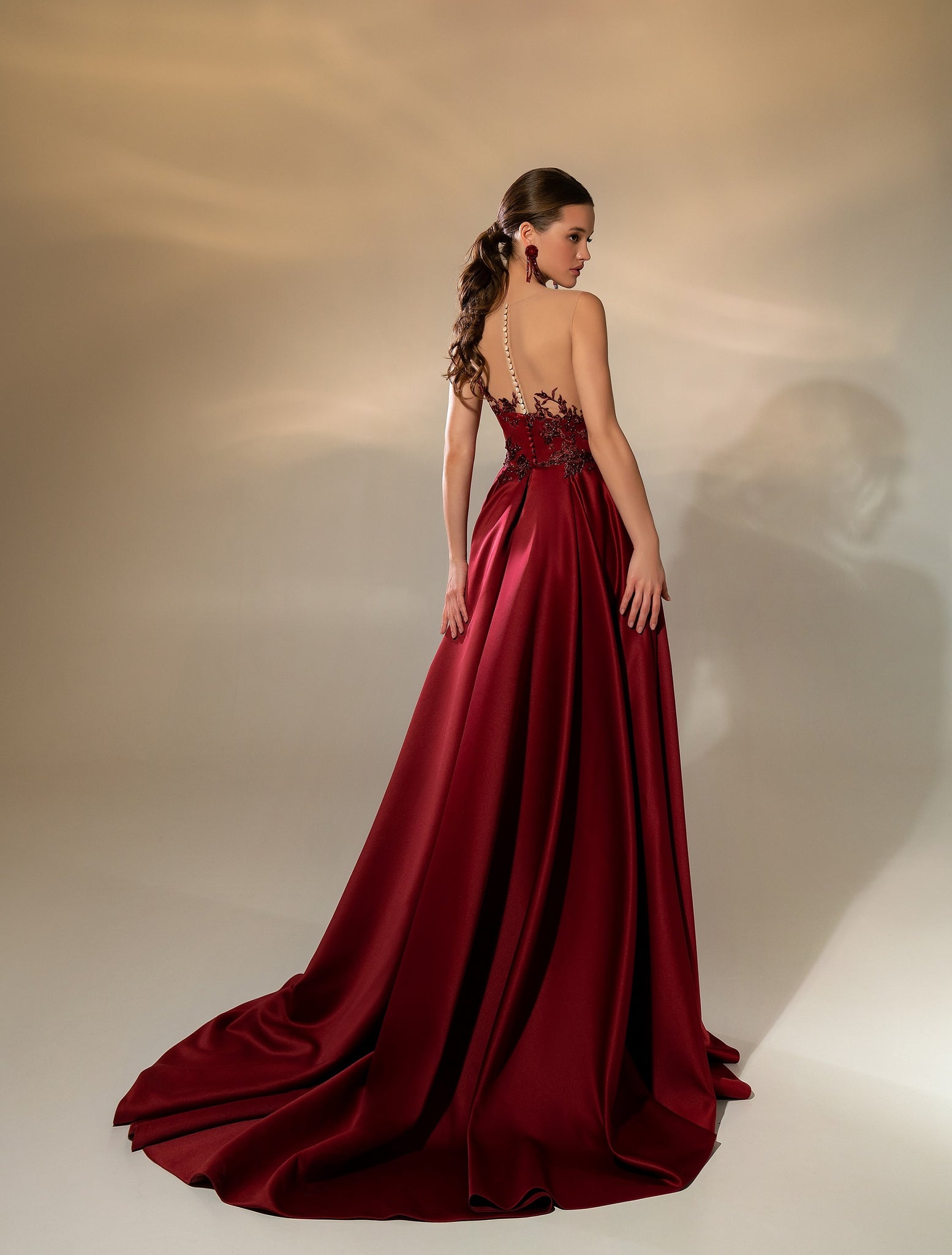 Evening Dress with Lace at the Waist