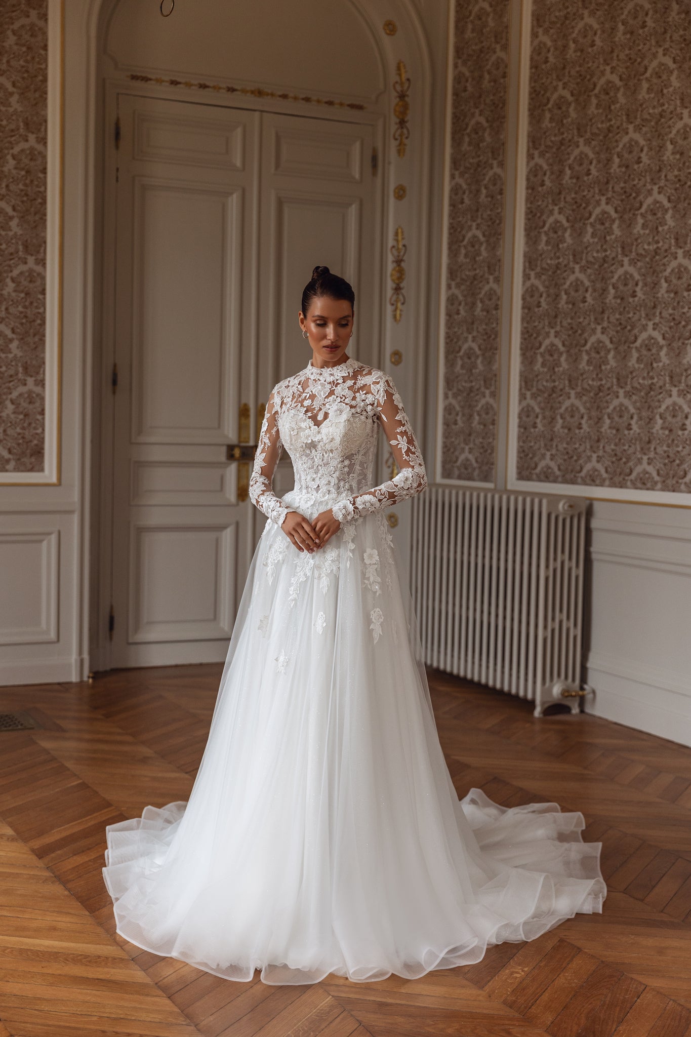 Lace Wedding Dress with Flowers