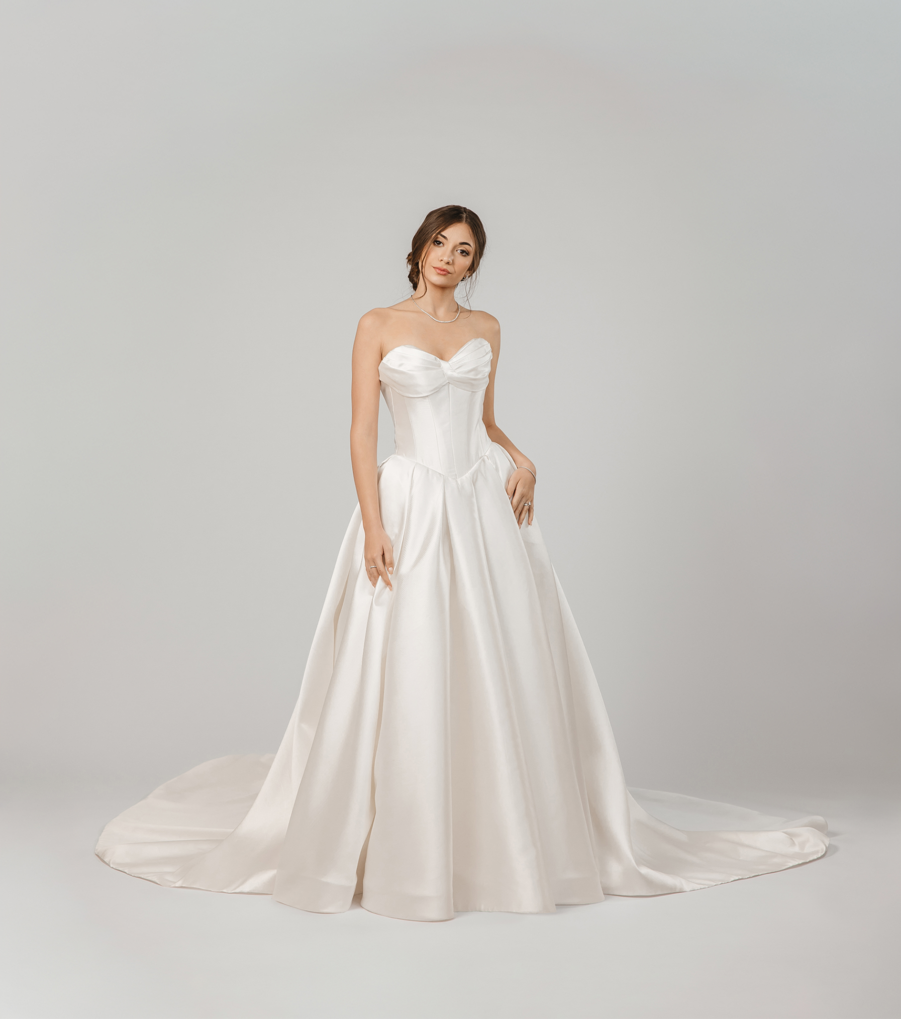 Mikado Wedding Dress with V-Neck Corset