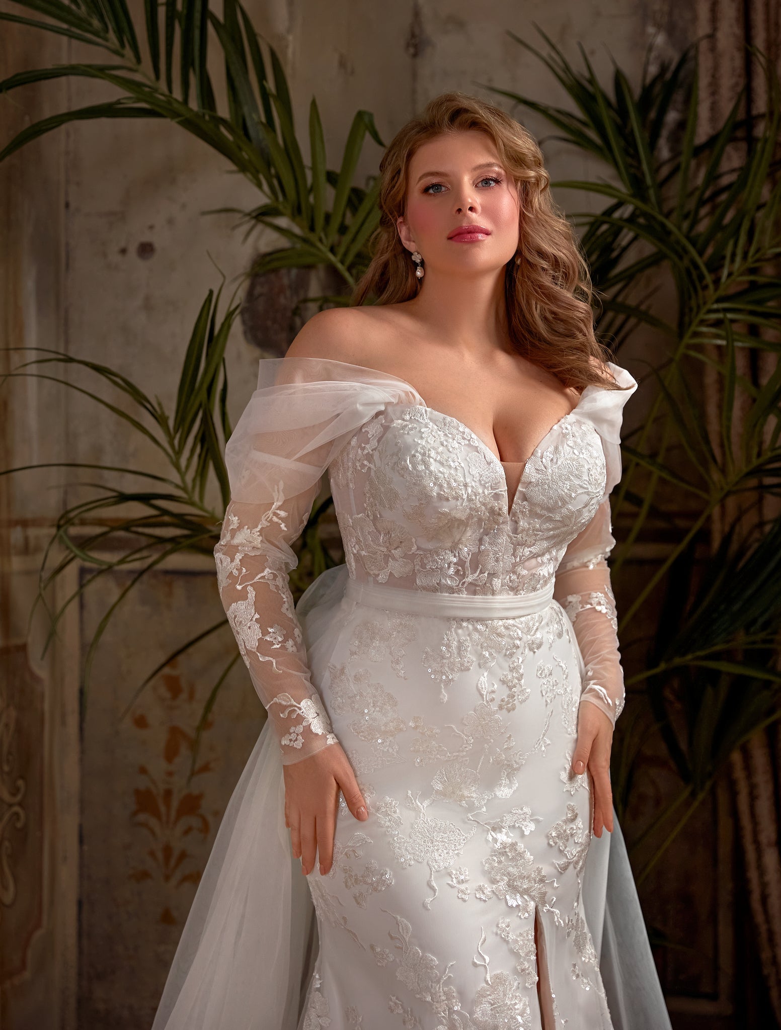 Plus Size Wedding Dress with Slit