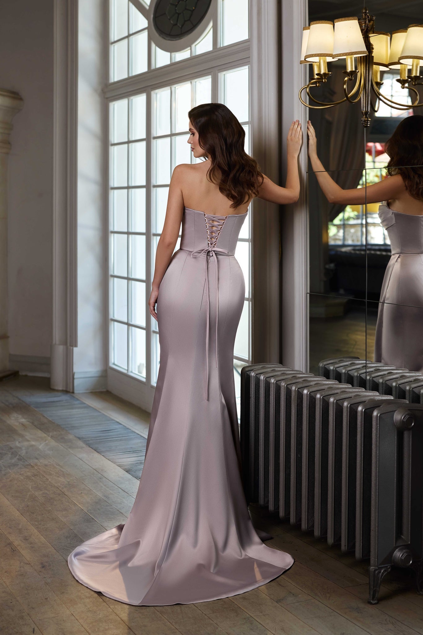 Red corset evening dress