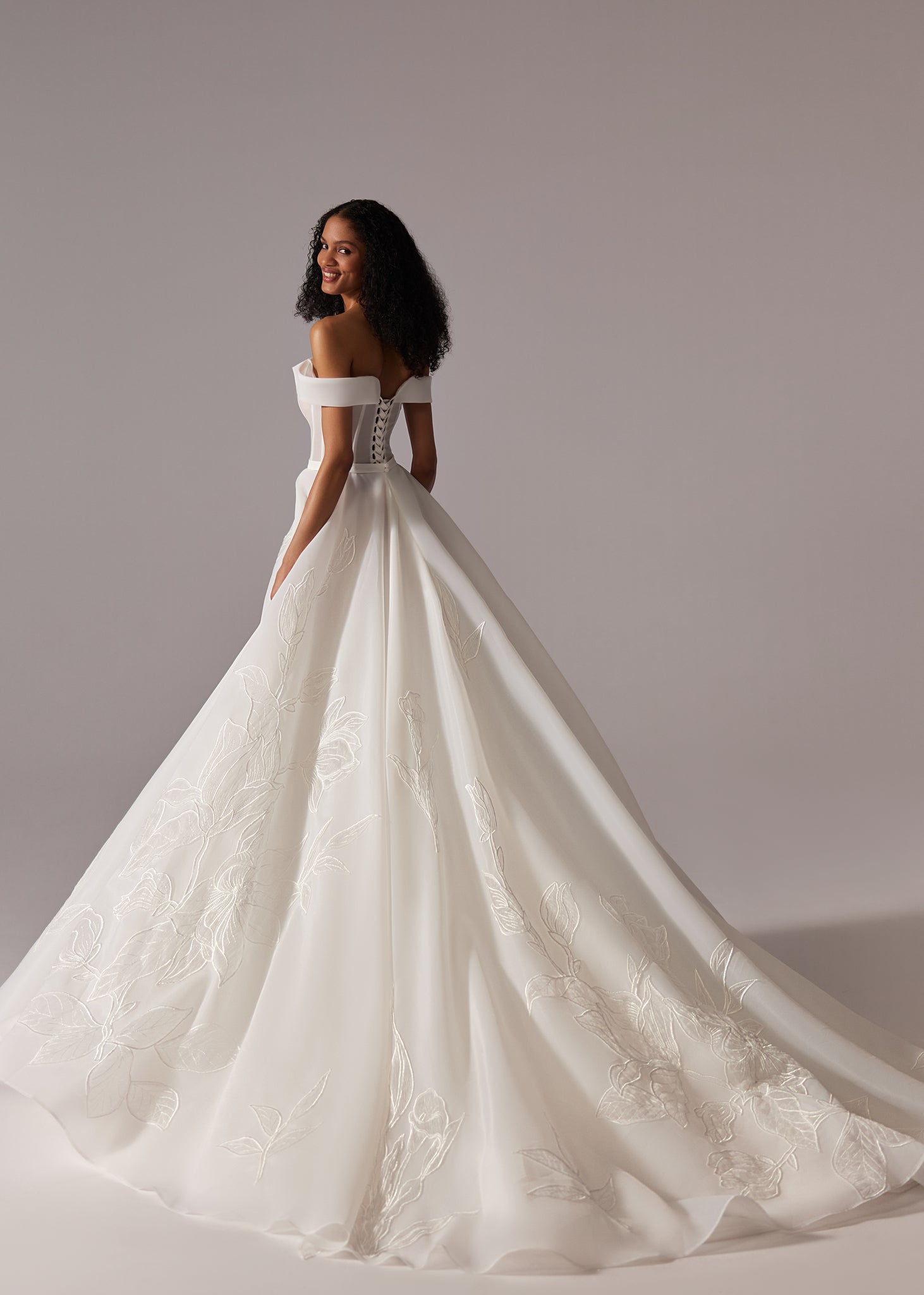 SILK ORGANZA PRINTED WEDDING DRESS