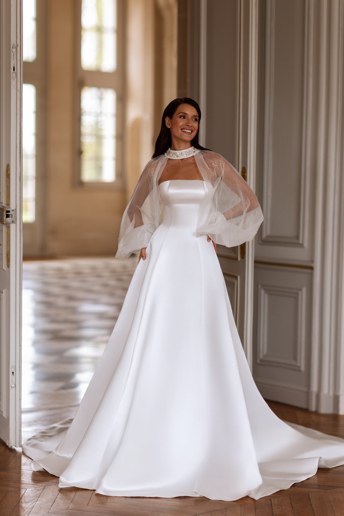 Satin Wedding Dress with Bolero
