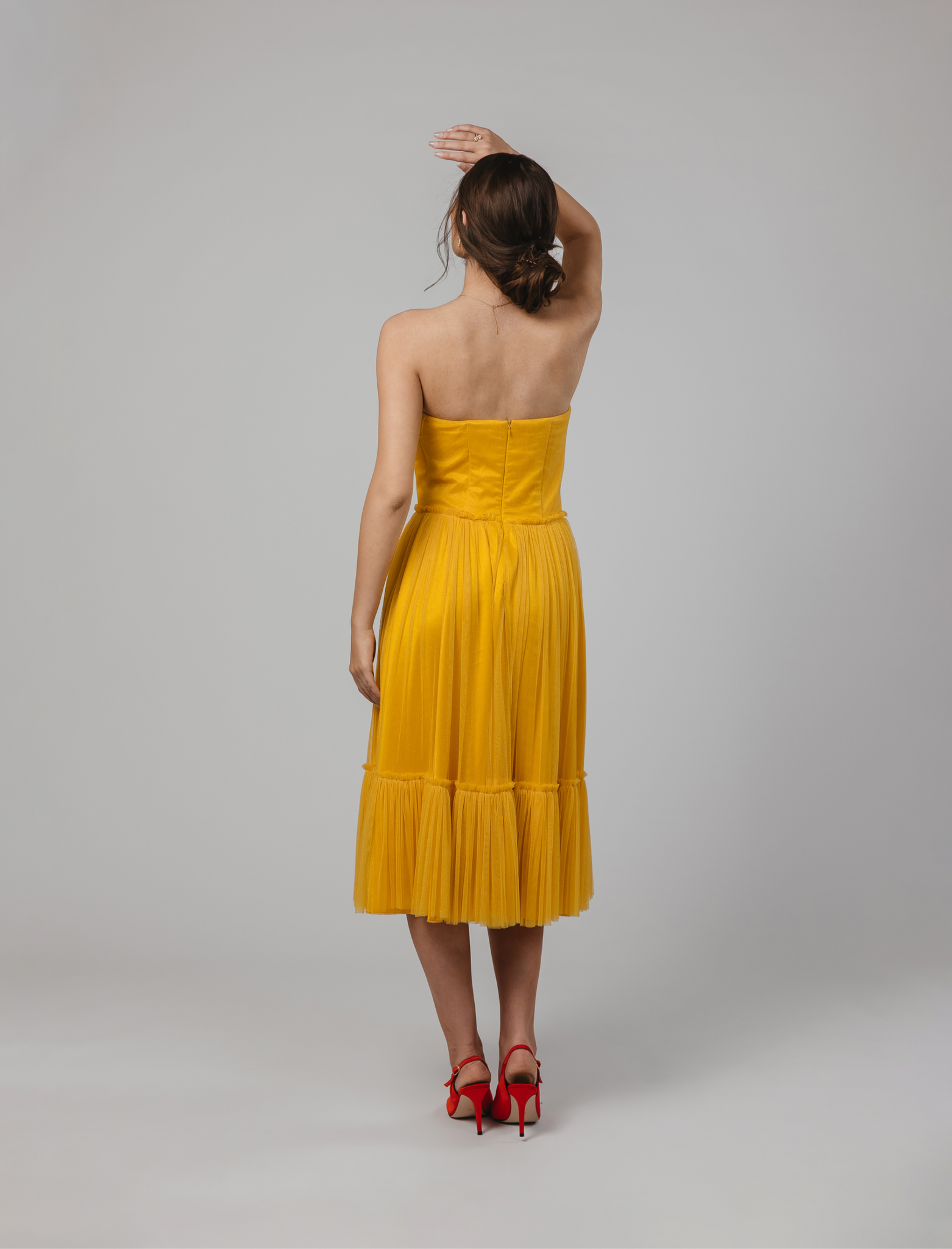 Sunny Glow Yellow Tulle Midi Dress