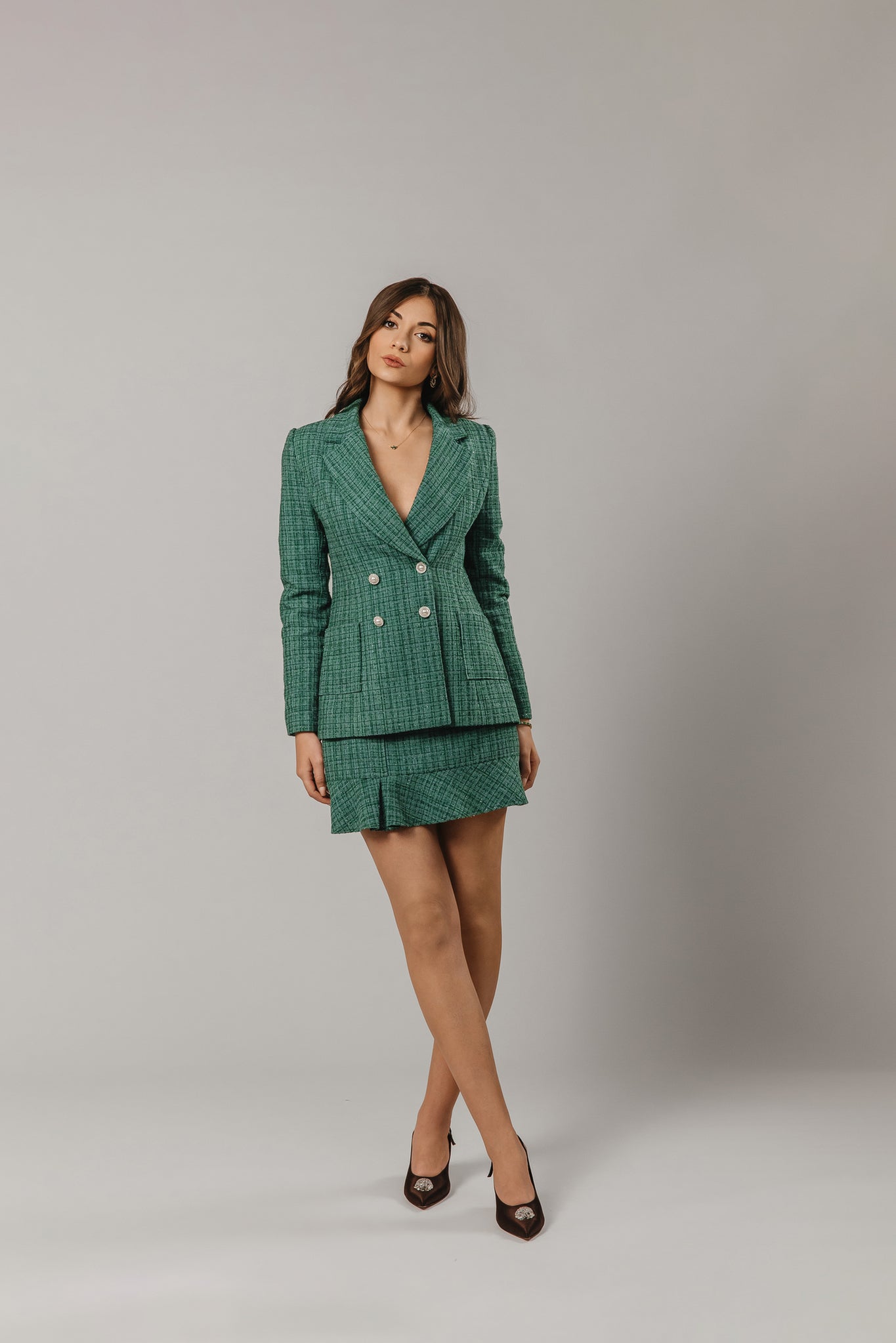 Tweed Jacket and Mini Skirt Set