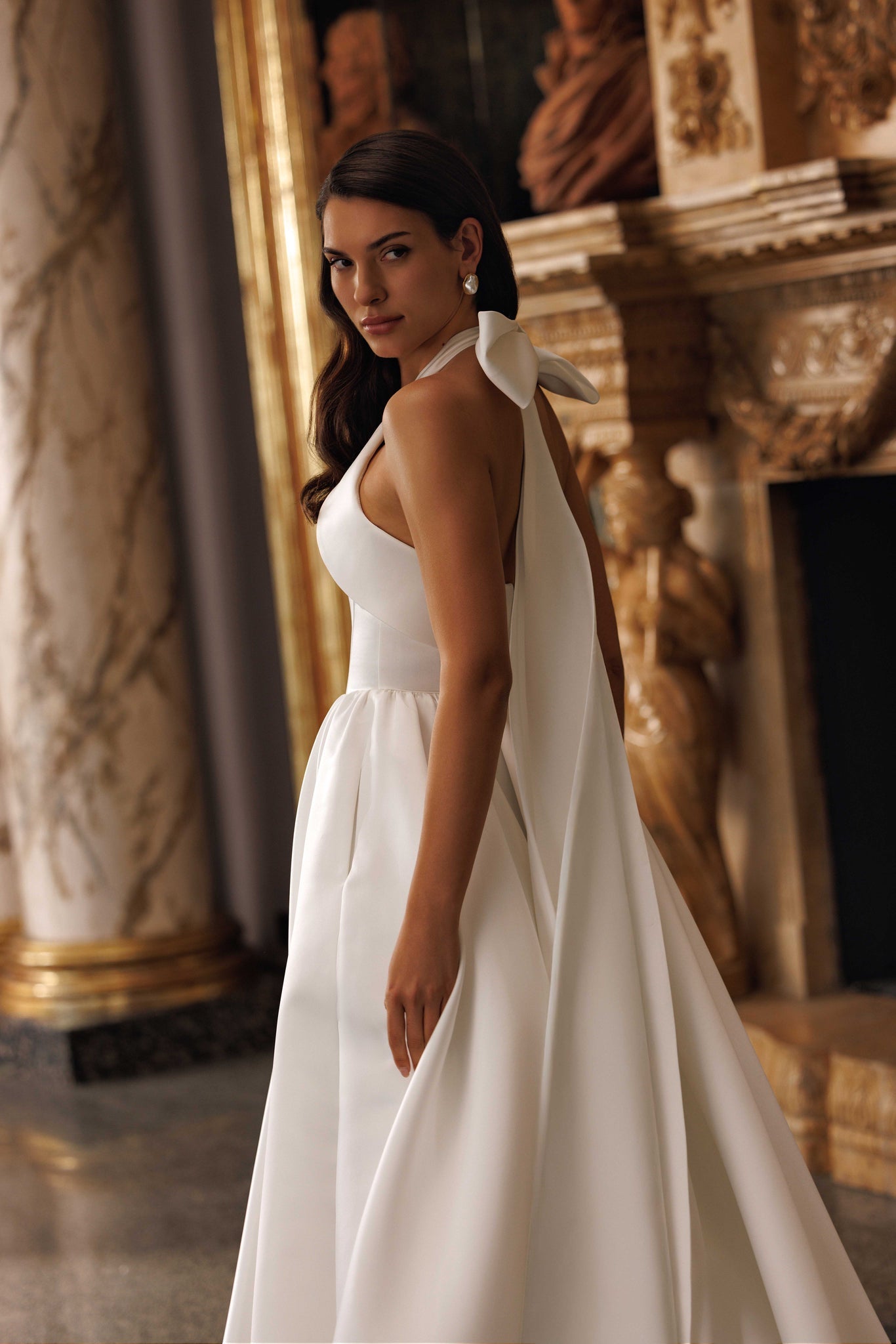 Wedding Dress with Modern Corset and Halter Straps